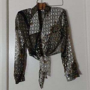 LONG SLEEVED CROPPED SHEER WOMENS BLOUSE